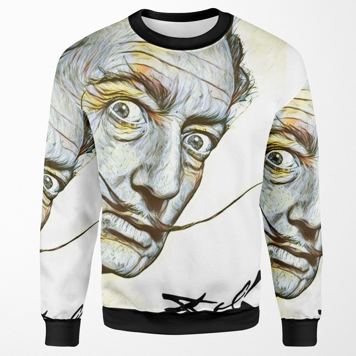 Salvador Dali Portrait Weird Look Yellow And Blue All-over-print Unisex Sweatshirt