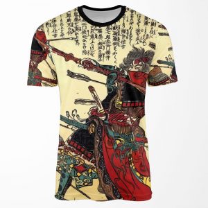 Samurai Warrior Poster Martial Arts Face Mask All-over-print T-shirt