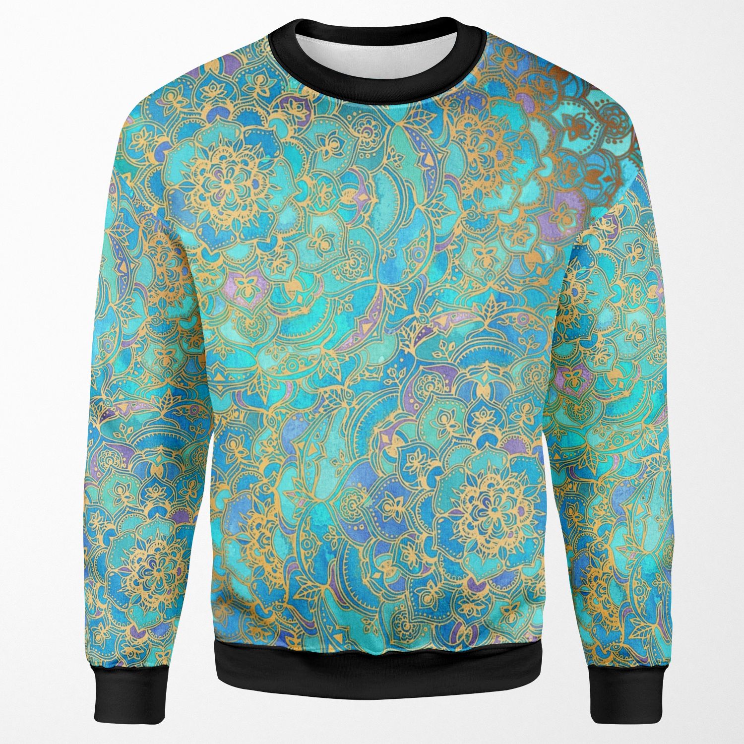 Sapphire And Jade Stained Glass Mandalas All-over-print Unisex Sweatshirt