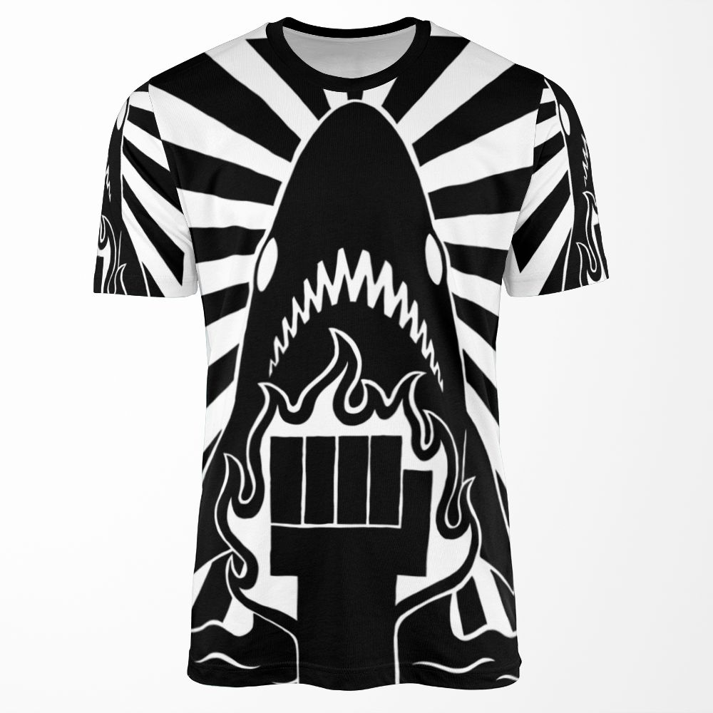Scp Spc Shark Punching Centre All-over-print T-shirt