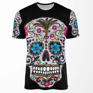 Sequin Print Sugar Skulls All-over-print T-shirt