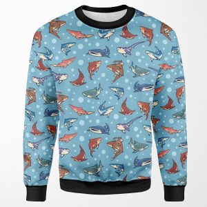 Sharks In The Light Blue All-over-print Unisex Sweatshirt