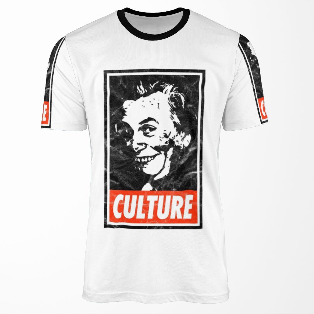 Sir Les Culture White Distressed Look All-over-print T-shirt