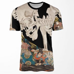 Skeleton Ghost Ukiyo E Woodblock Print All-over-print T-shirt