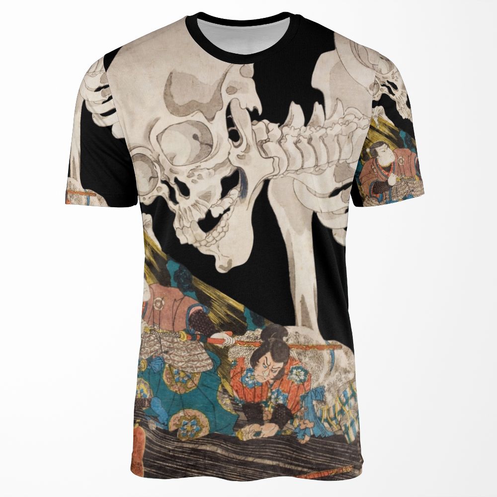 Skeleton Ghost Ukiyo E Woodblock Print All-over-print T-shirt