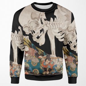 Skeleton Ghost Ukiyo E Woodblock Print All-over-print Unisex Sweatshirt