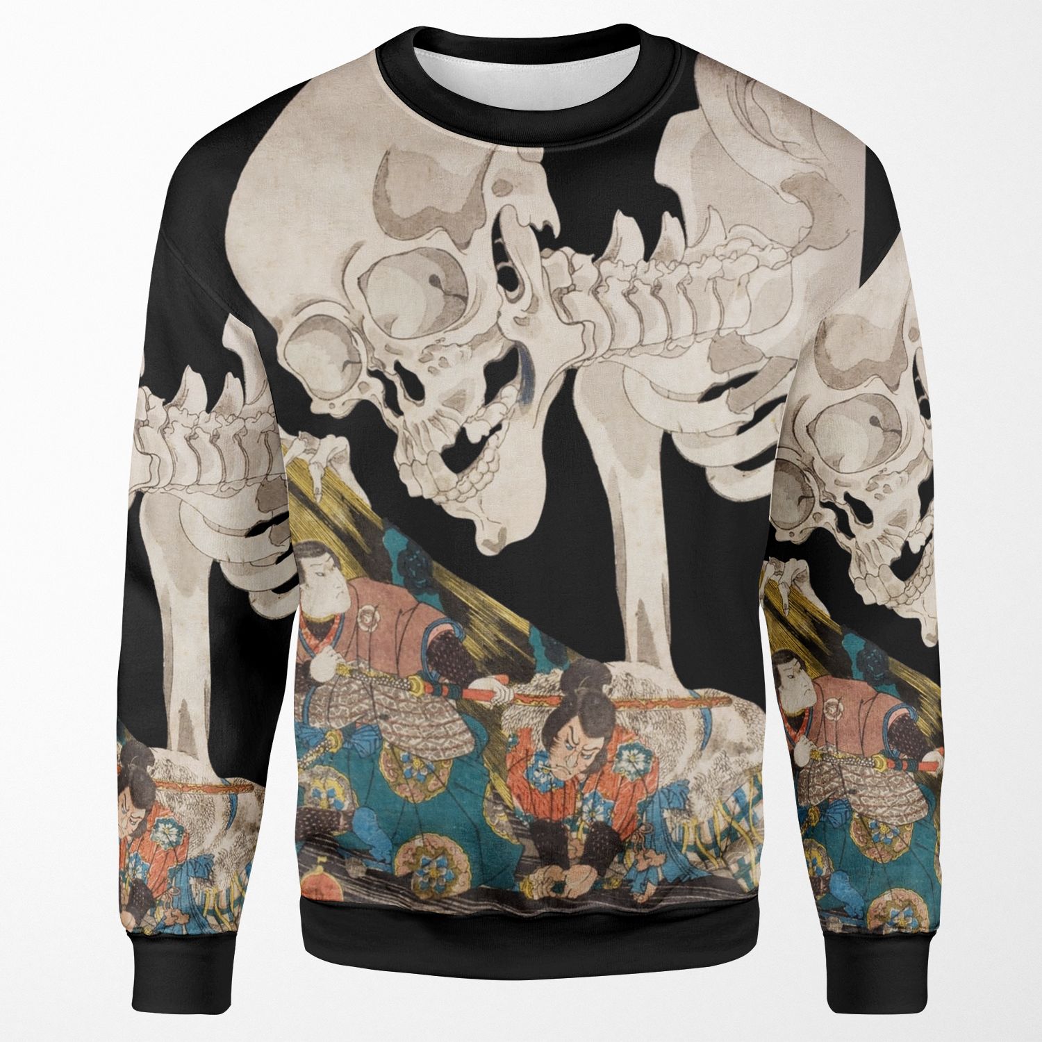 Skeleton Ghost Ukiyo E Woodblock Print All-over-print Unisex Sweatshirt