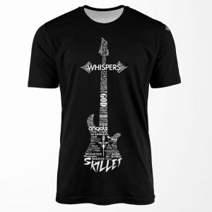 Skillet Guitar Typography On Black Lightweight Hoodie All-over-print T-shirt