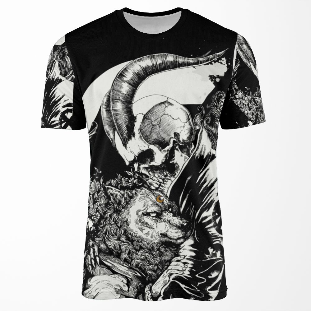 Skull Boy And The Wolf All-over-print T-shirt