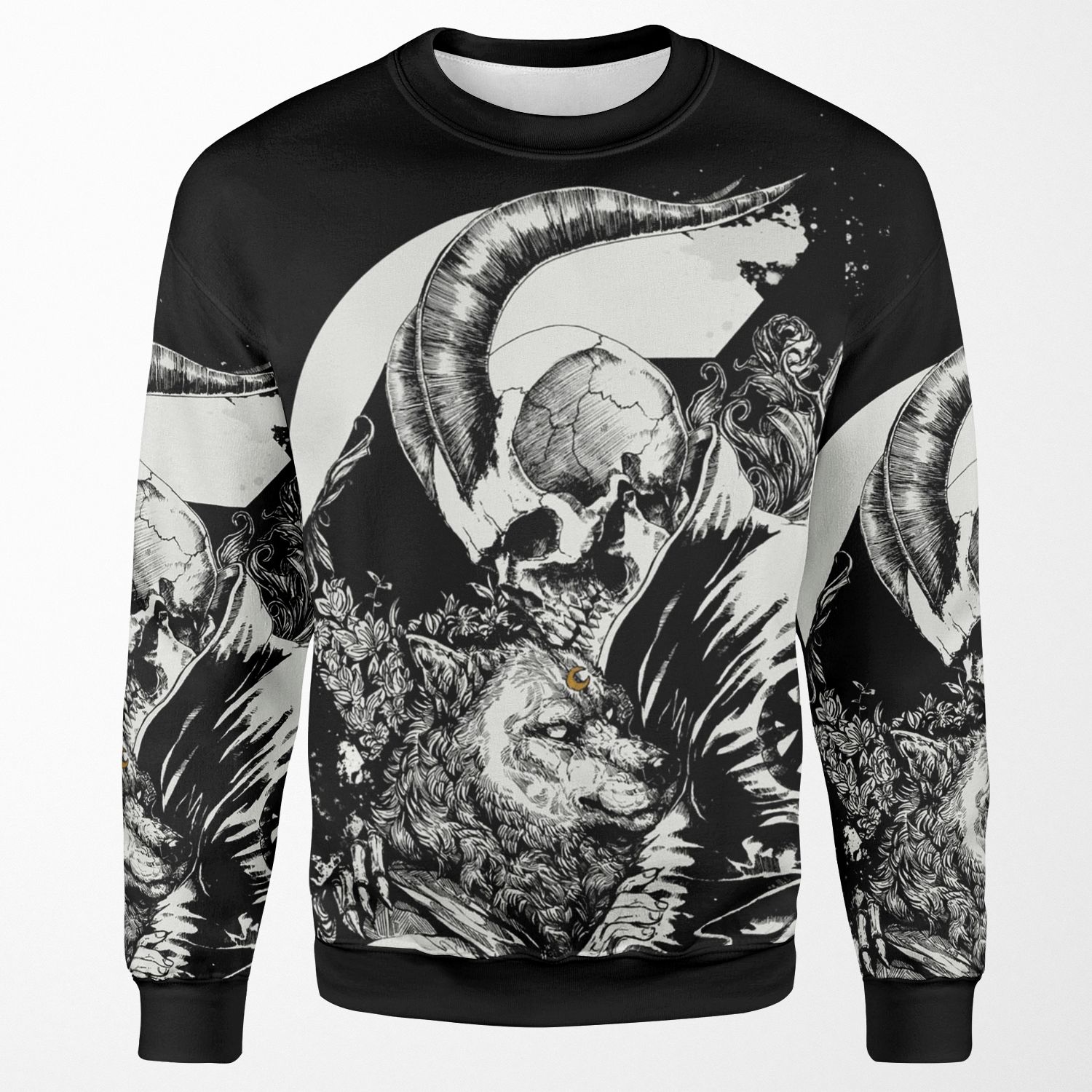 Skull Boy And The Wolf All-over-print Unisex Sweatshirt