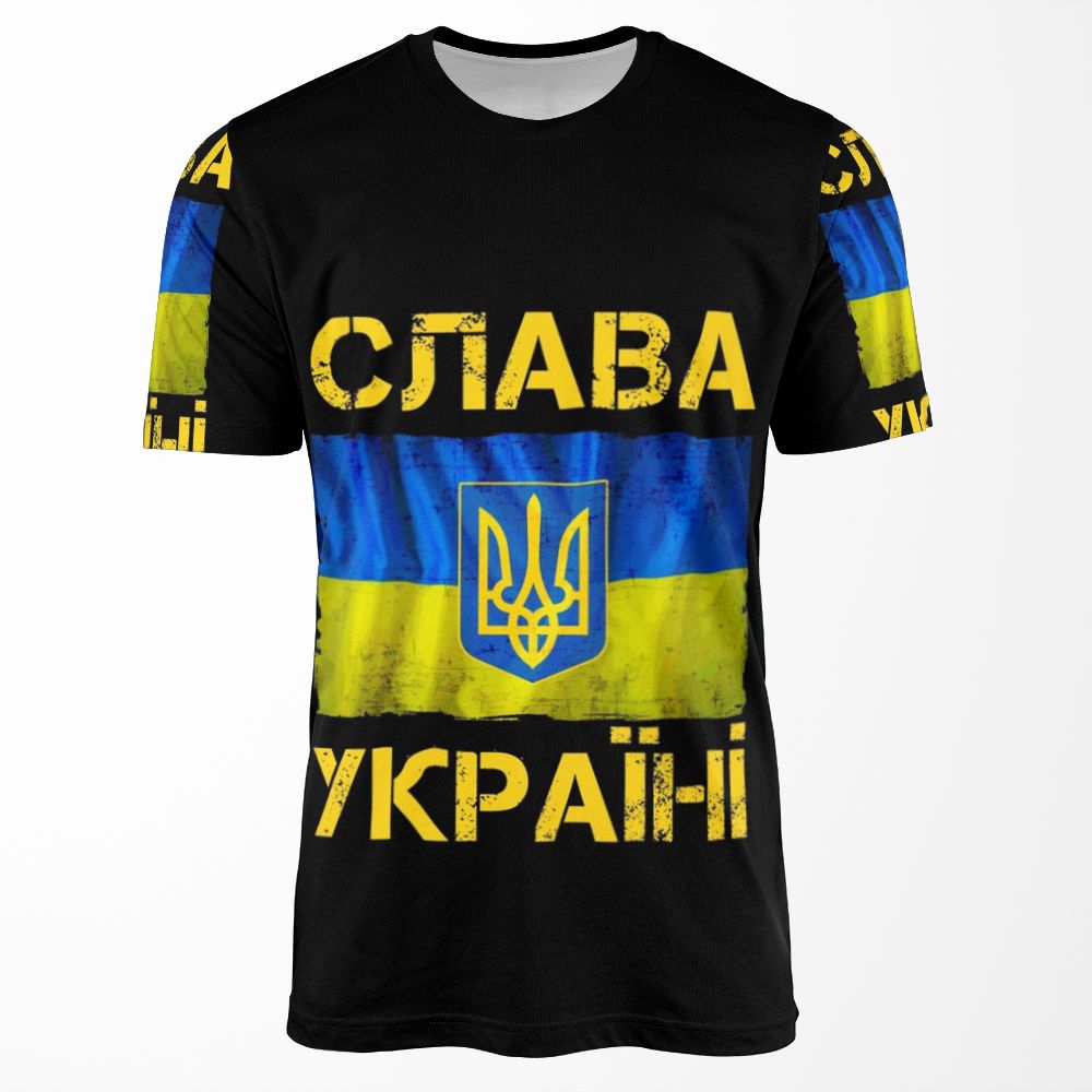 Slava Ukraini %D1%81%D0%Bb%D0%B0%D0%B2%D0%B0 %D1%83%D0%Ba%D1%80%D0%B0%D1%97%D0%Bd%D1%96 Ukrainian Flag All-over-print T-shirt