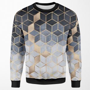 Soft Blue Gradient Cubes All-over-print Unisex Sweatshirt