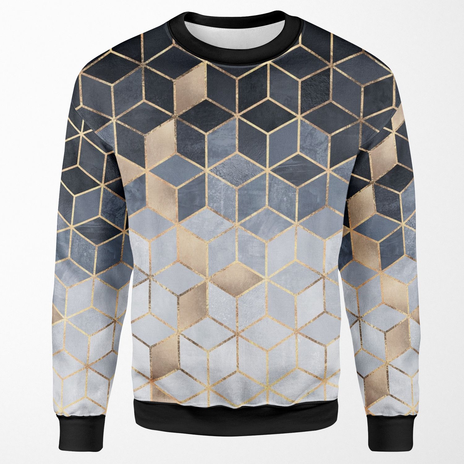 Soft Blue Gradient Cubes All-over-print Unisex Sweatshirt