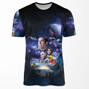 Space 1999 Art 002 No Logo With Nuclear Explosion Behind The Moon All-over-print T-shirt