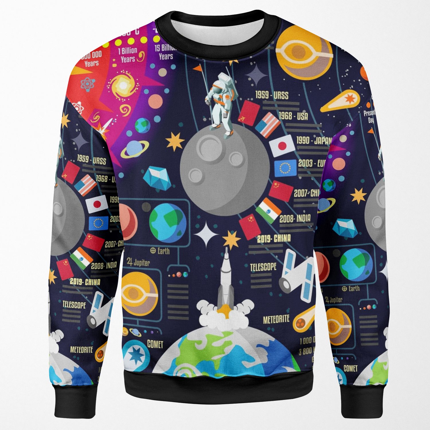 Space Universe Infographics Big Bang All-over-print Unisex Sweatshirt