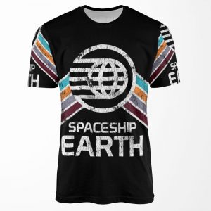 Spaceship Earth Logo In Vintage Distressed Retro Style All-over-print T-shirt