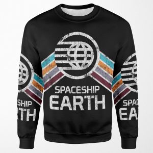Spaceship Earth Logo In Vintage Distressed Retro Style All-over-print Unisex Sweatshirt