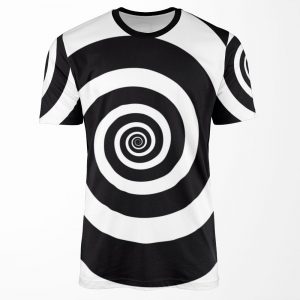 Spiral Hypnotic Retro Mind Control Visual Illusion Black And White Hd High Quality All-over-print T-shirt