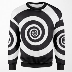 Spiral Hypnotic Retro Mind Control Visual Illusion Black And White Hd High Quality All-over-print Unisex Sweatshirt