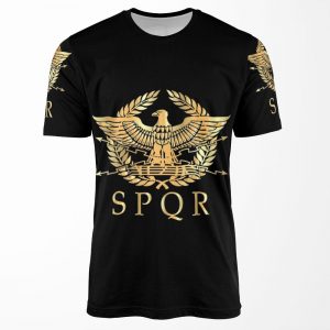 Spqr Roman Empire Standard Eagle Emblem Vintage Gold Shield All-over-print T-shirt