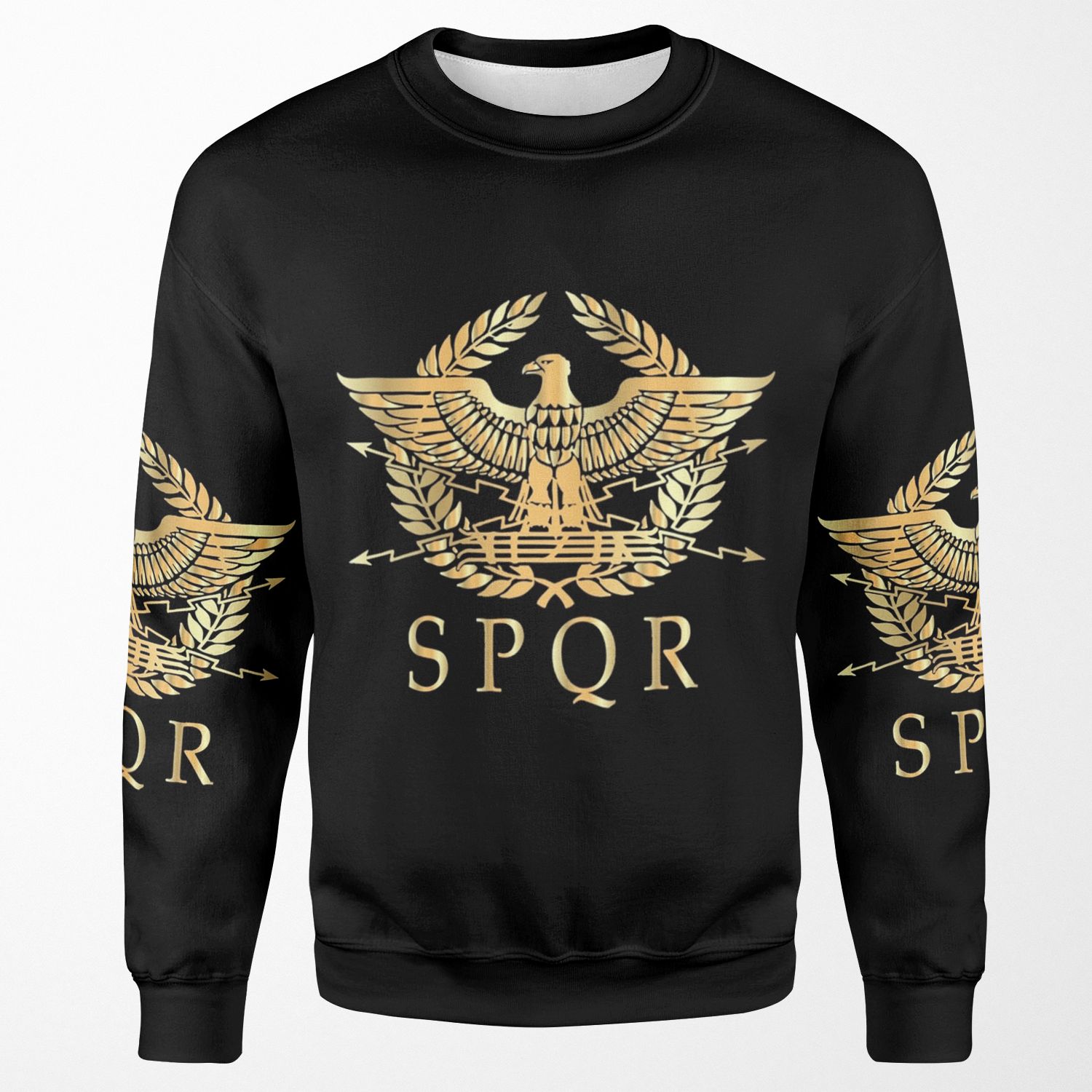 Spqr Roman Empire Standard Eagle Emblem Vintage Gold Shield All-over-print Unisex Sweatshirt
