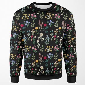 Spring Botanicals Black All-over-print Unisex Sweatshirt