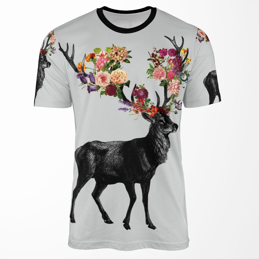 Spring Itself Deer Floral All-over-print T-shirt