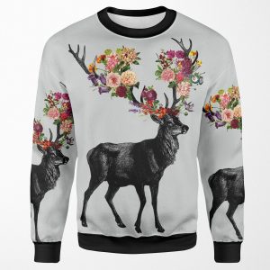 Spring Itself Deer Floral All-over-print Unisex Sweatshirt