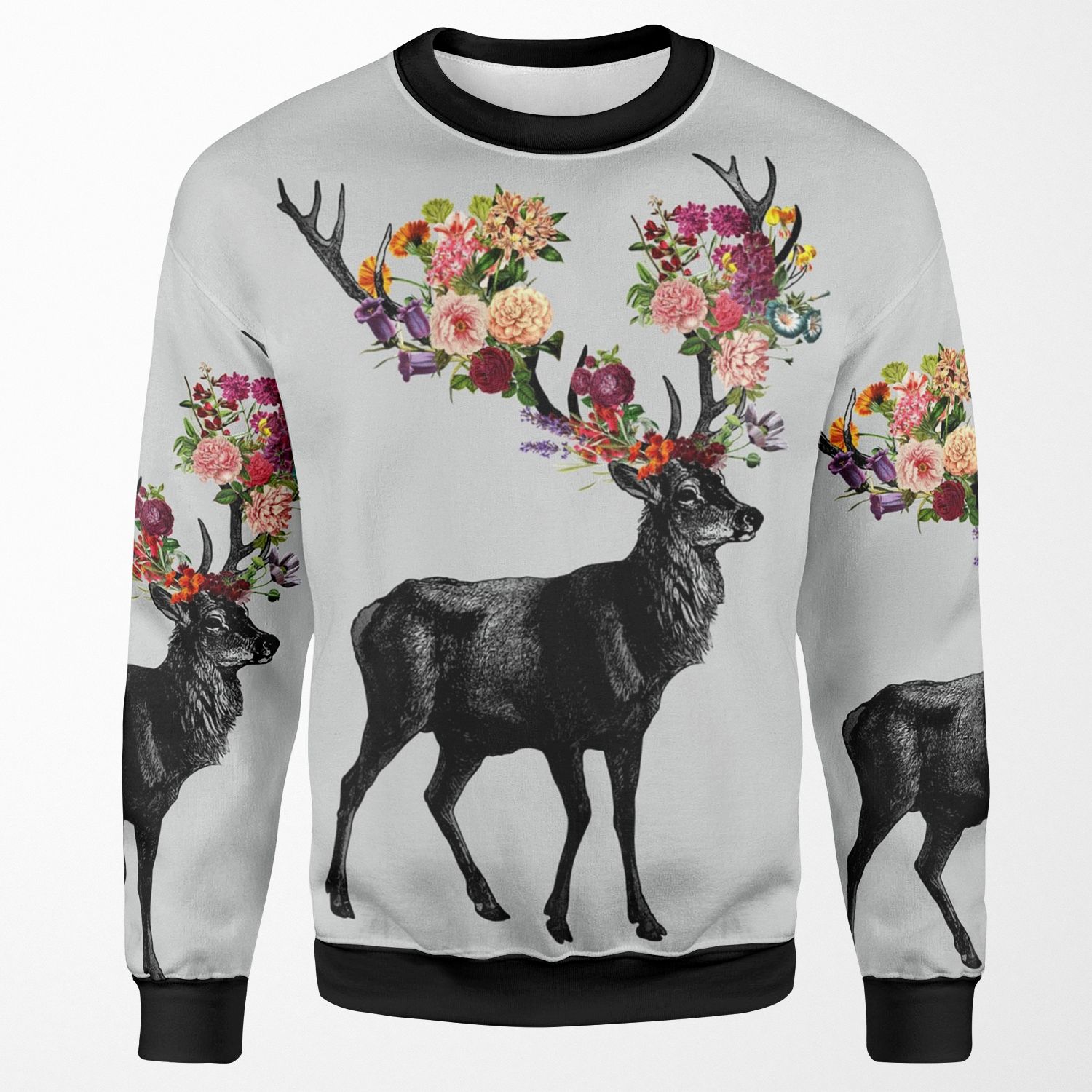 Spring Itself Deer Floral All-over-print Unisex Sweatshirt