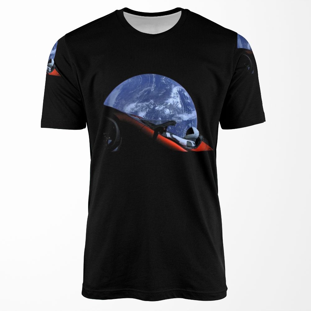 Starman In Tesla Roadster In Space All-over-print T-shirt