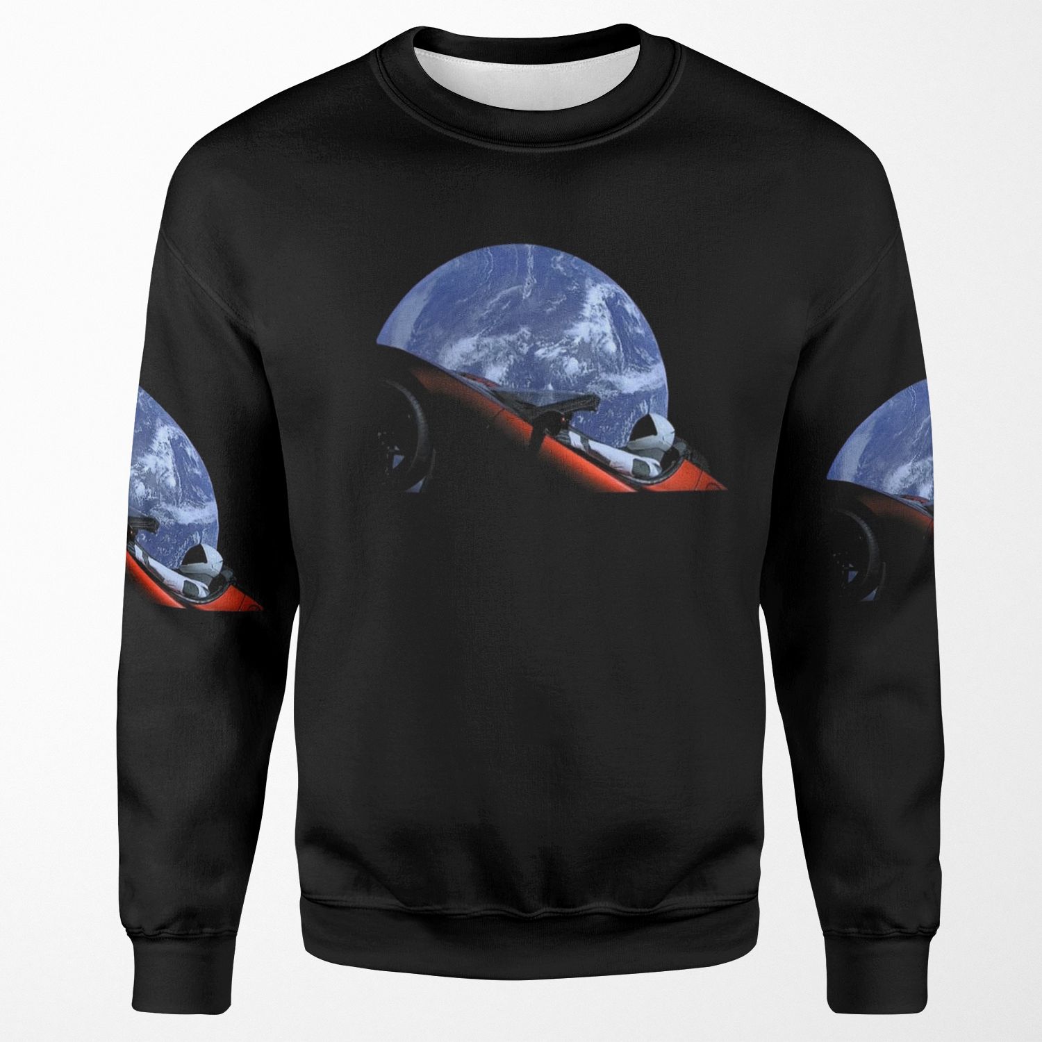 Starman In Tesla Roadster In Space All-over-print Unisex Sweatshirt