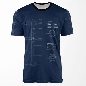 Starship Spacex Blueprint 2020 All-over-print T-shirt