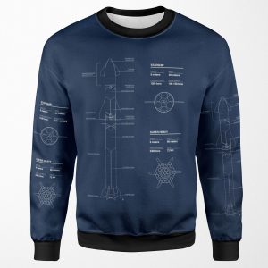Starship Spacex Blueprint 2020 All-over-print Unisex Sweatshirt