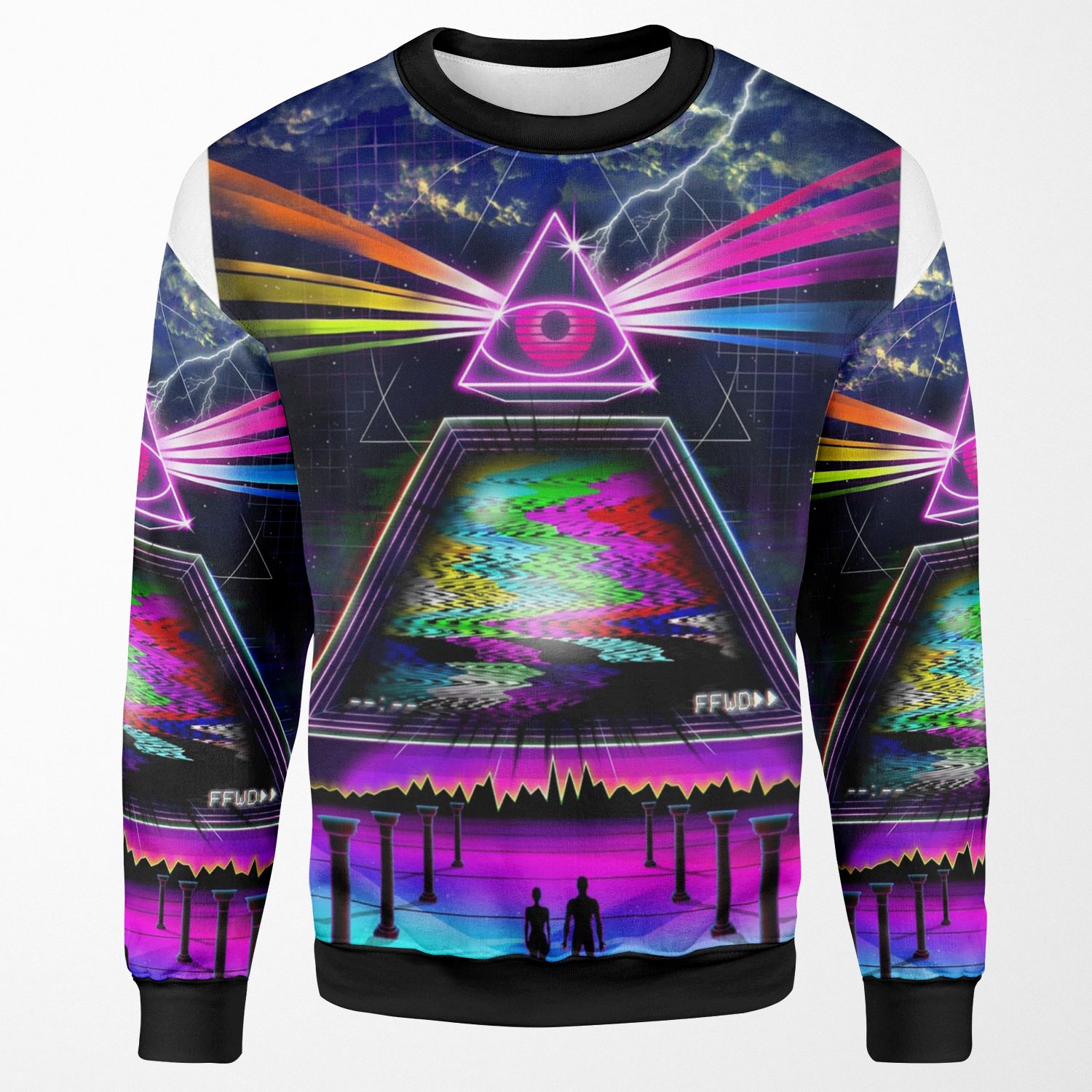Static Intelligence Vhs 80S Retro Glitch All-over-print Unisex Sweatshirt