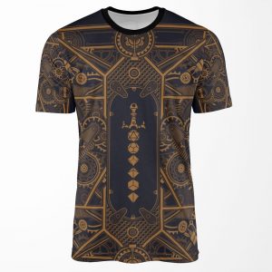 Steampunk Polyhedral Dice Sword All-over-print T-shirt