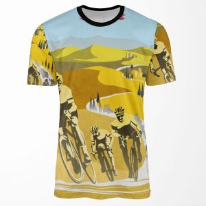 Strade Bianche Retro Cycling Art All-over-print T-shirt