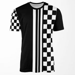 Stylish Black And White Ska Inspired All-over-print T-shirt