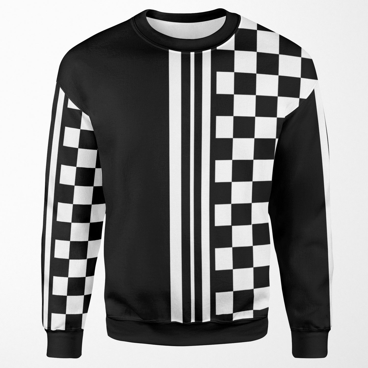 Stylish Black And White Ska Inspired All-over-print Unisex Sweatshirt
