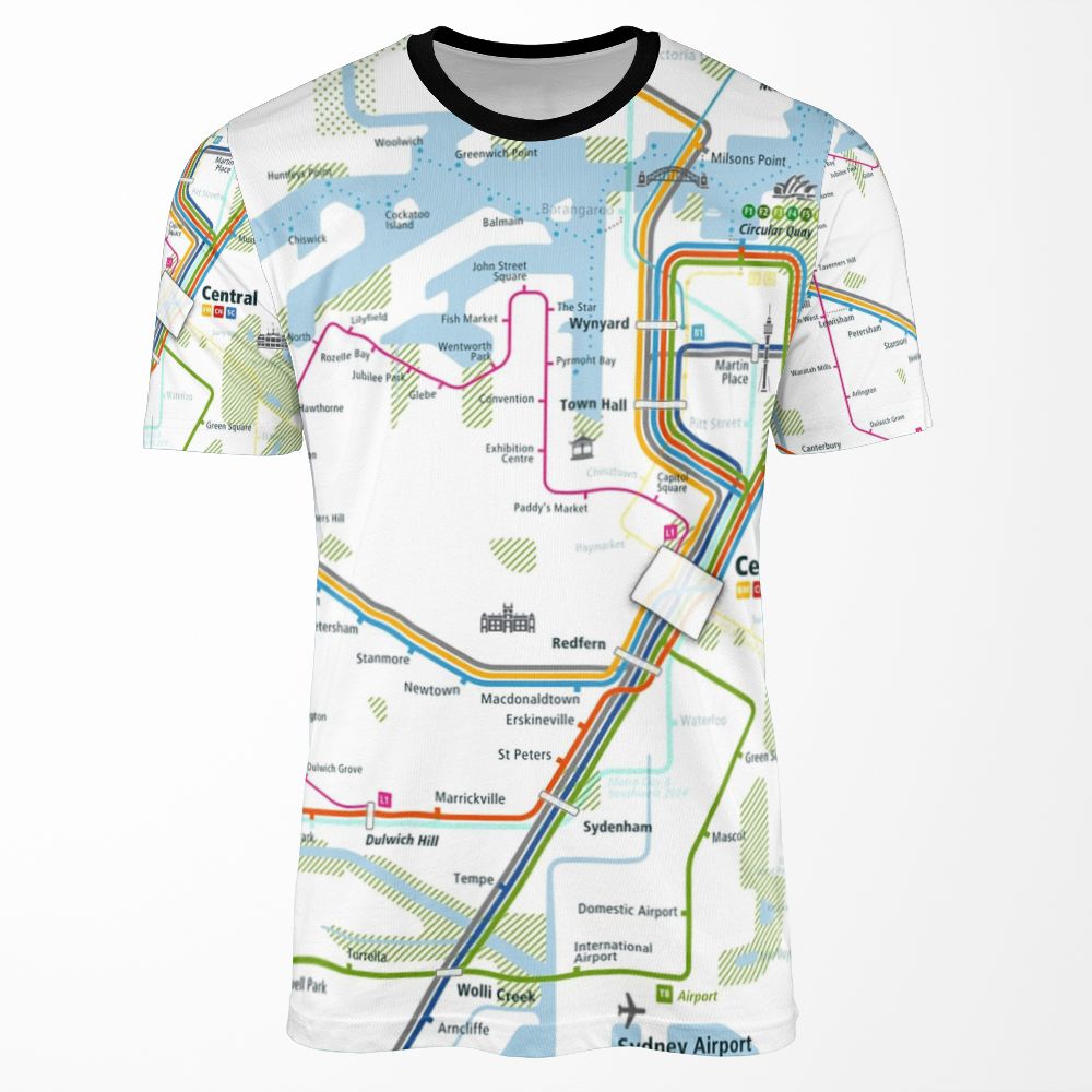 Sydney City Rail Map Square All-over-print T-shirt