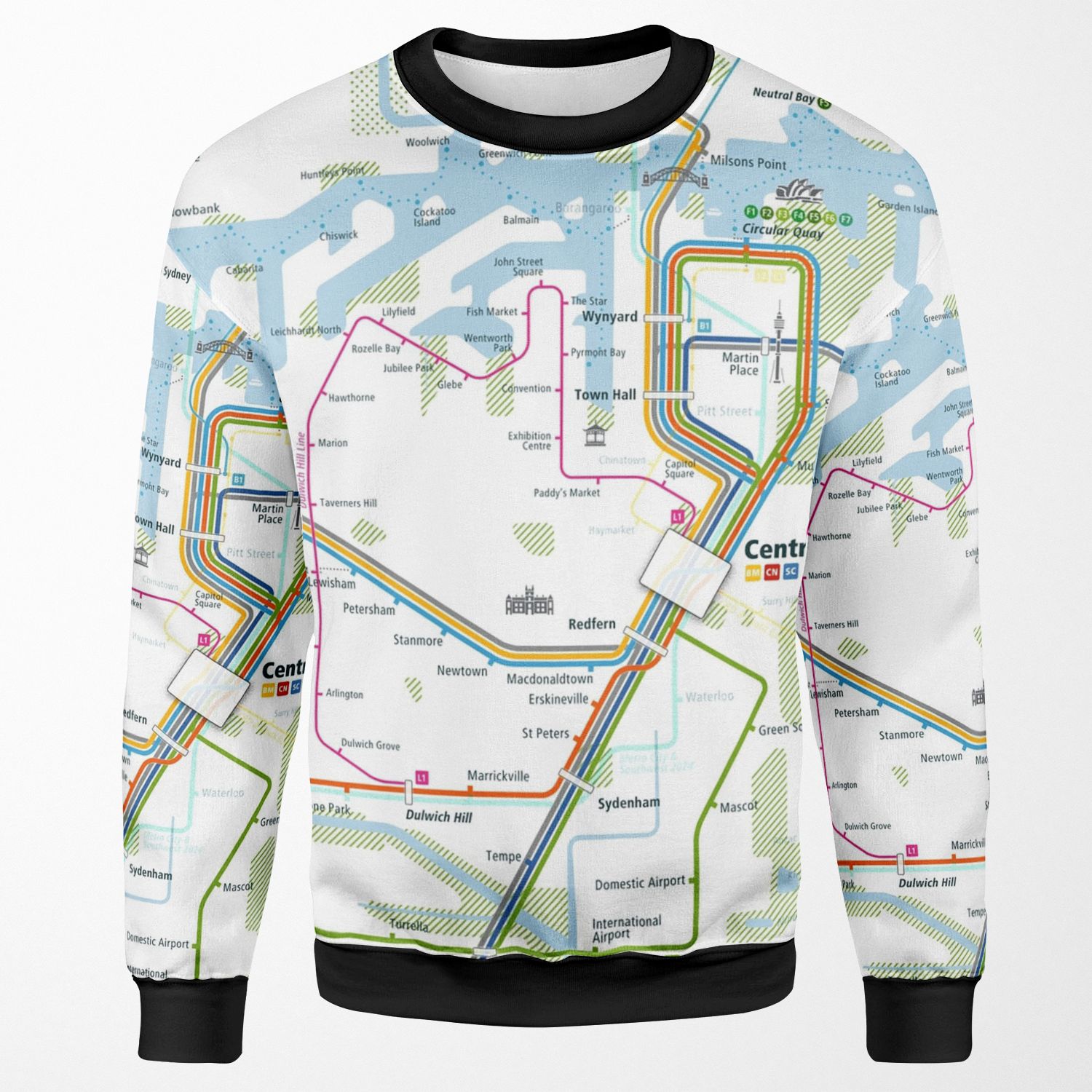 Sydney City Rail Map Square All-over-print Unisex Sweatshirt