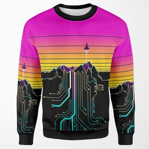 Synth Mountain Sunrise All-over-print Unisex Sweatshirt