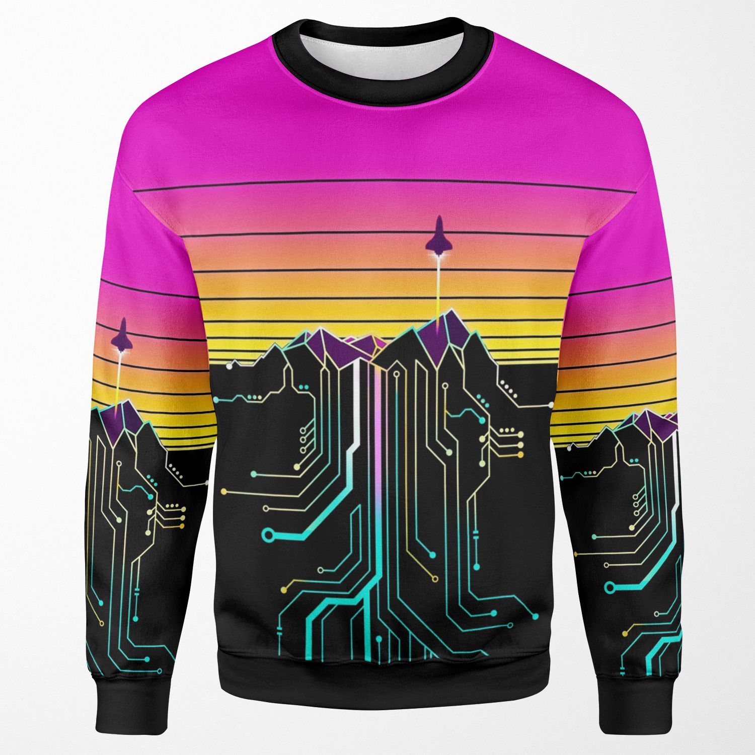 Synth Mountain Sunrise All-over-print Unisex Sweatshirt