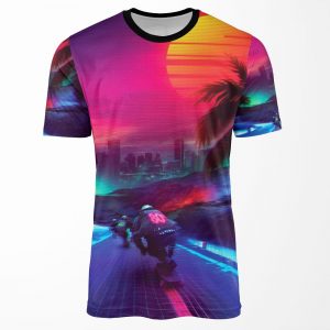 Synthwave Midnight Outrun All-over-print T-shirt