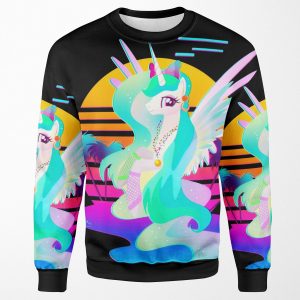 Synthwave Princess Celestia All-over-print Unisex Sweatshirt