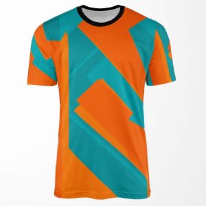 Teal And Orange Abstract Art All-over-print T-shirt