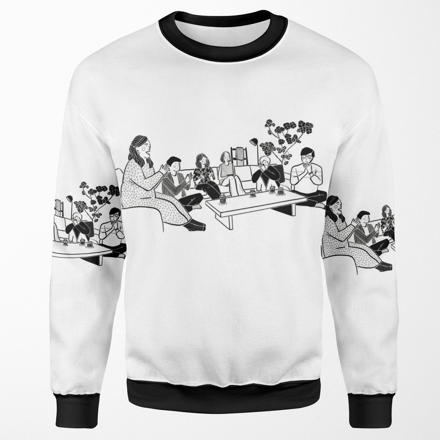 Terrace House Line Art All-over-print Unisex Sweatshirt