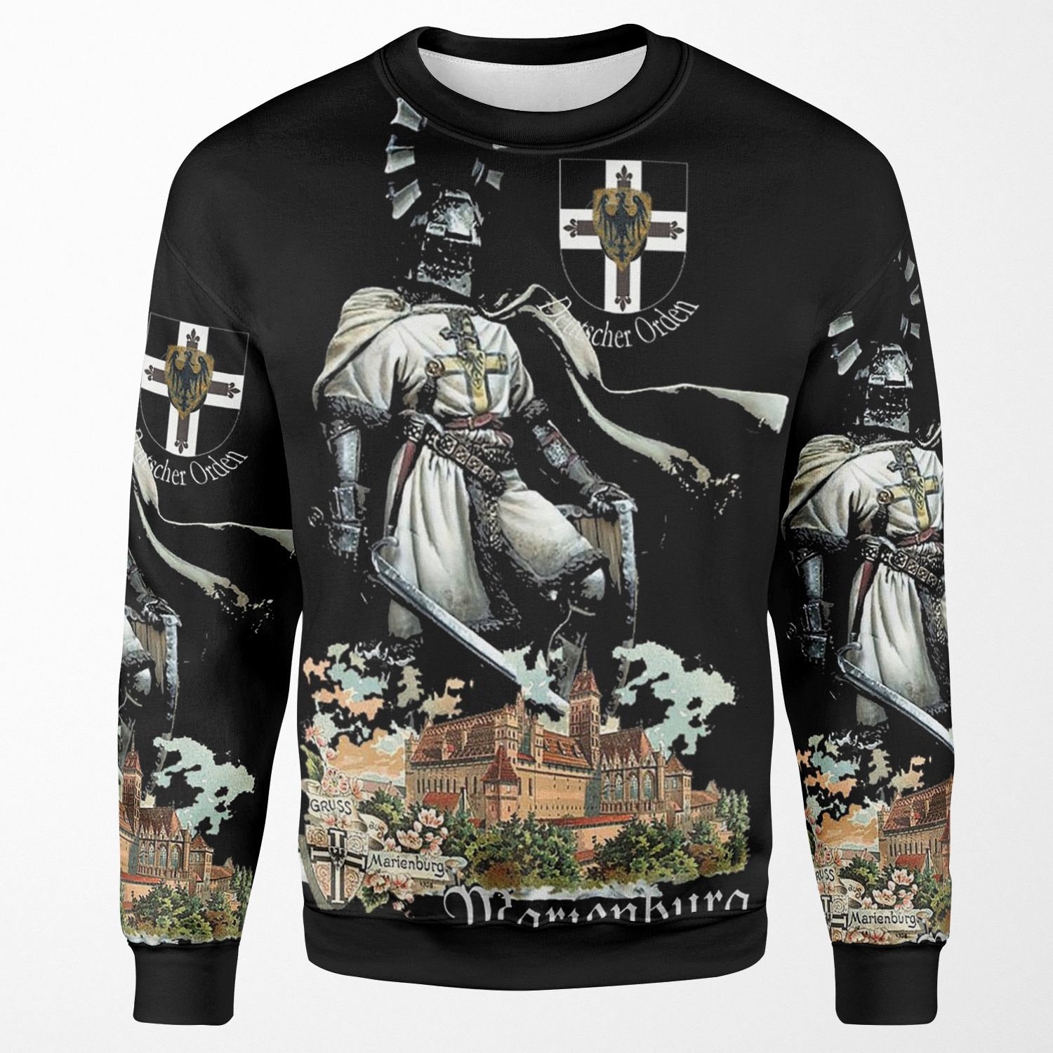 Teutonic Knight With Coat Of Arms And Marienburg Castle All-over-print Unisex Sweatshirt