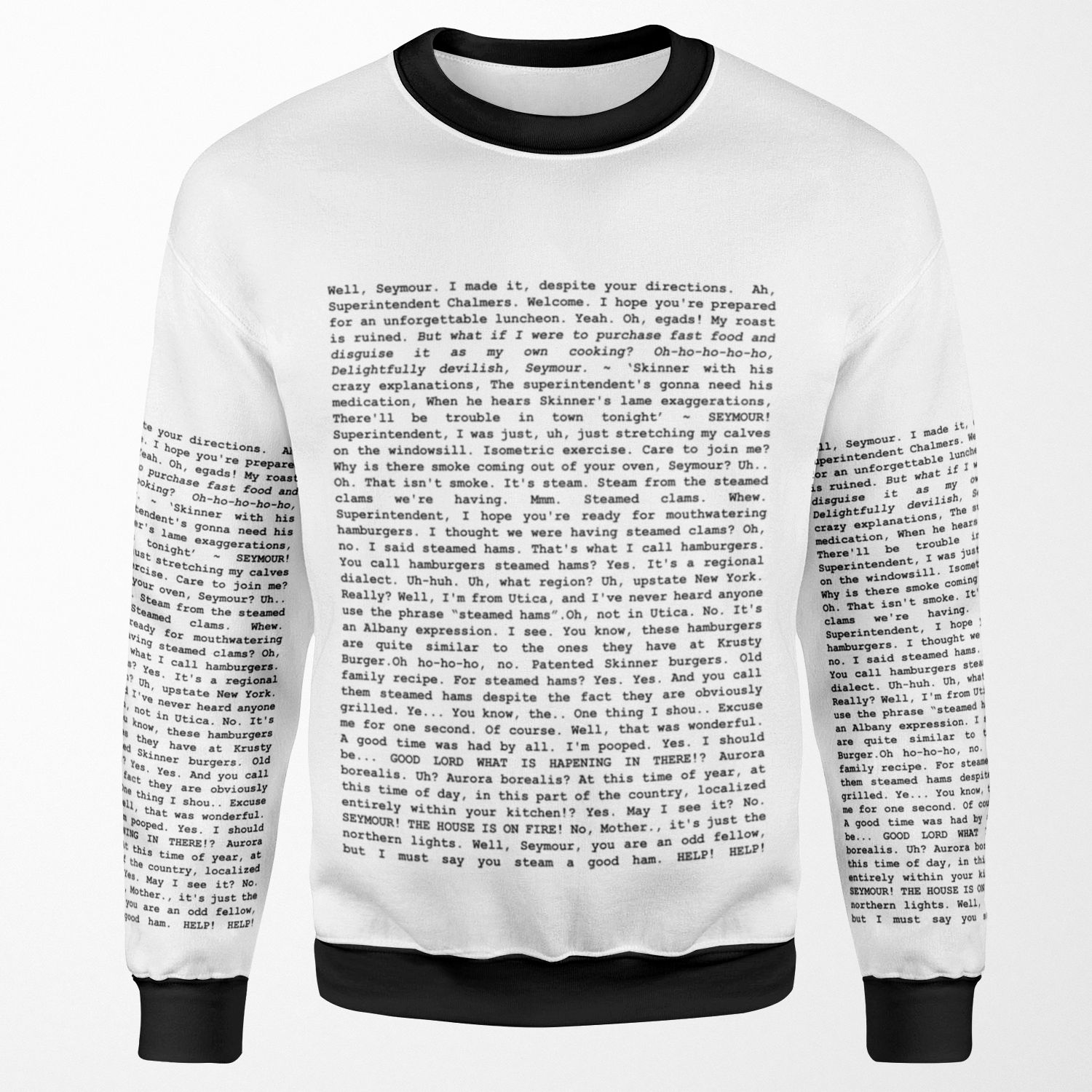 The Entire Steamed Hams Script All-over-print Unisex Sweatshirt