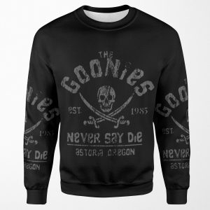 The Goonies Never Say Die Grey On Black All-over-print Unisex Sweatshirt