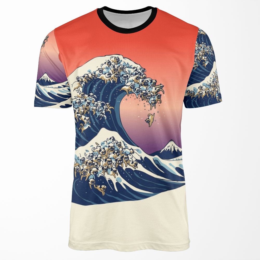 The Great Wave Of Pug All-over-print T-shirt